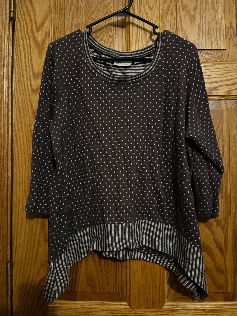 Layered-Look Polka Dot Tunic Top - Gray size L/XL